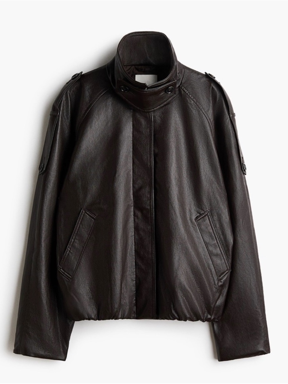 H&M oversized Dark Brown Bomber faux leather Jacket